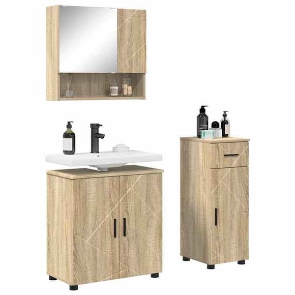 Maison Exclusive - Sæt af 3 pc badeværelsesmøbler Sonoma eg Sonoma ek