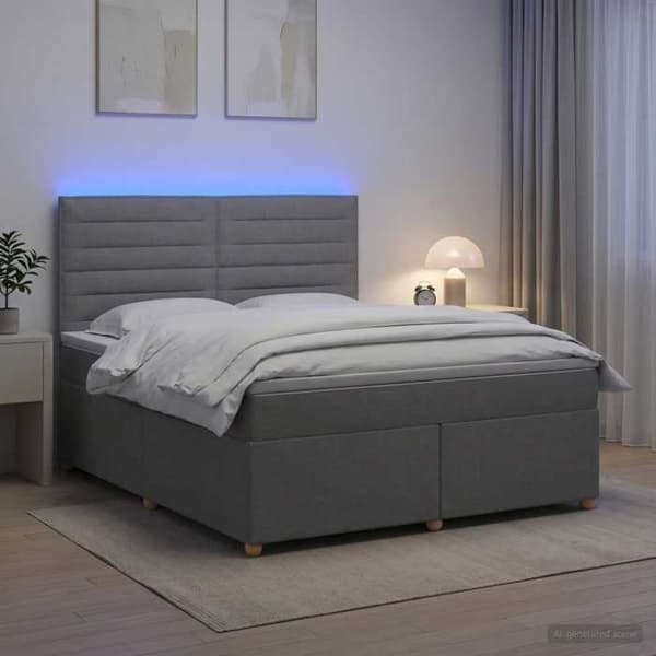 Maison Exclusive - Boxspring seng med madras Lys grå 160 x 200 cm Stof