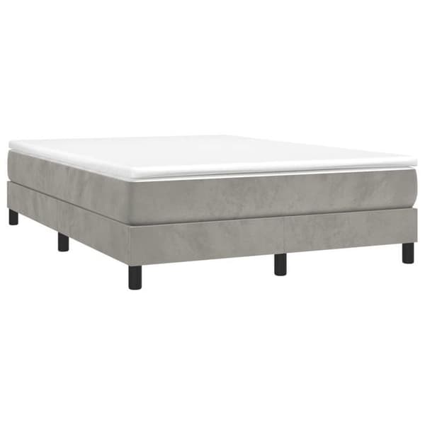 Maison Exclusive - Sengebund med lys grå lameller 140x190 cm velour ljusgrått