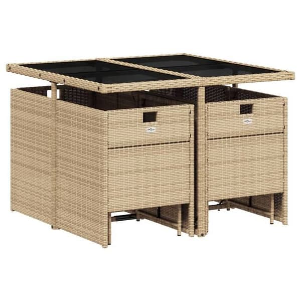 Maison Exclusive - Puutarhakalusteryhmä ja tyynyt 9 kpl beige Polyrottinki