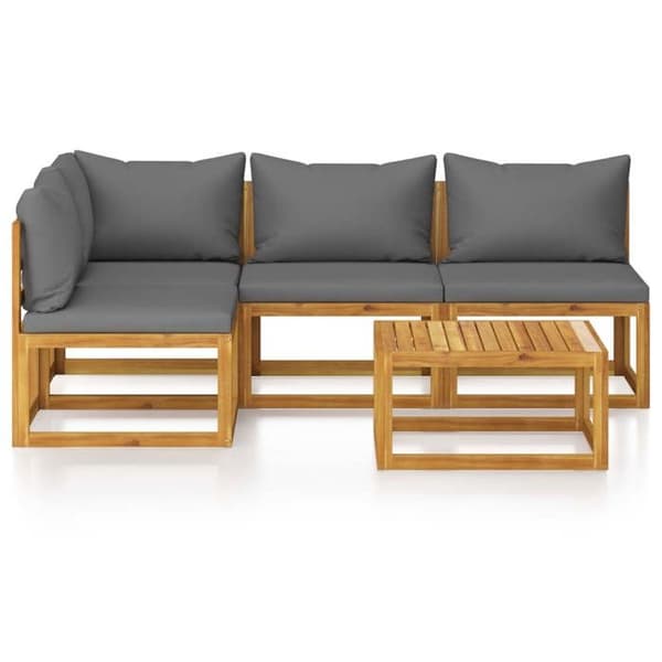 Maison Exclusive - Havegruppe 5 stk med pude i solid akacietræ