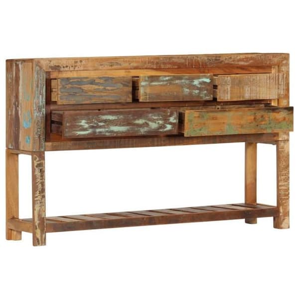 Buffet bas - Eksklusivt hus - Massivt genbrugstræ - 120x30x75 cm - 5 skuffer