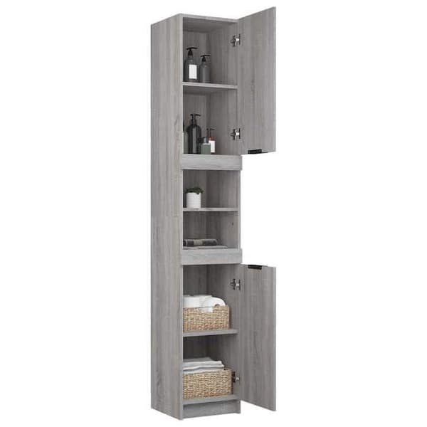 Maison Exclusive - Badskåp Sonoma grå 32x34x188,5 cm Ingenjörsträ