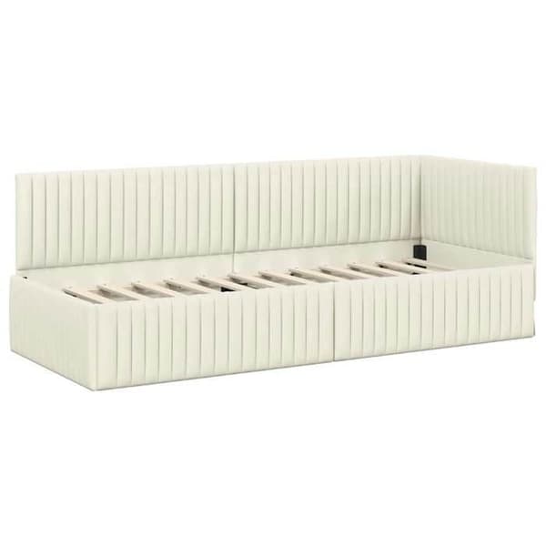 Maison Exclusive - Vinkel sengestel Creme 80 cm x 200 cm Velour