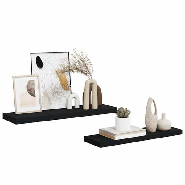 Maison Exclusive - Kelluvat seinähyllyt 2 kpl musta 80x23,5x3,8 cm MDF