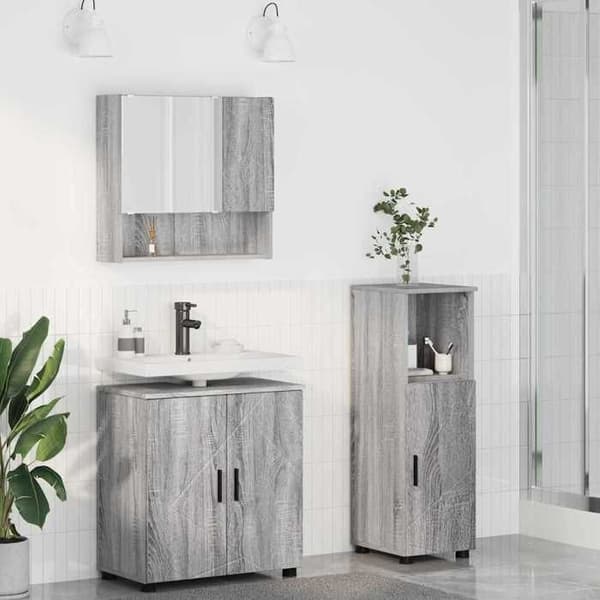Maison Exclusive - 3 kpl kylpyhuonekalustesarja Harmaa Sonoma