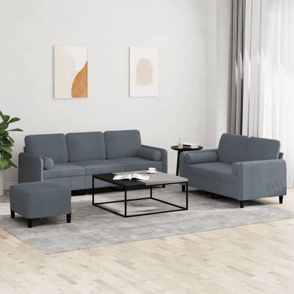 Maison Exclusive - Sæt af 3 sofaer med mørkegrå velourpuder