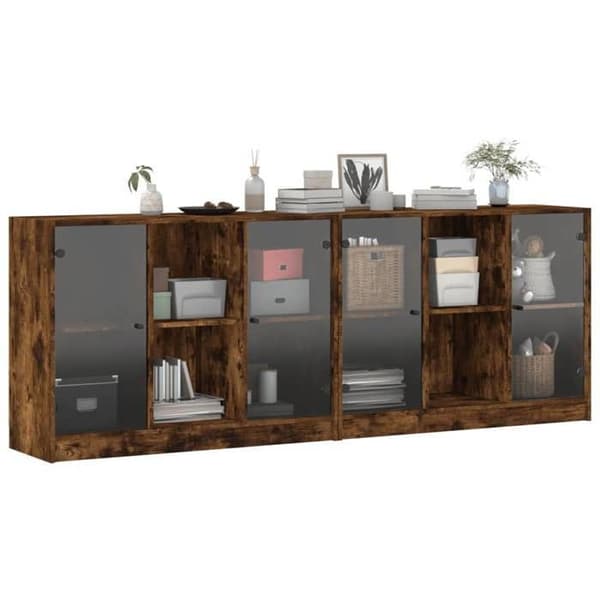 Maison Exclusive - Bibliotek med røgfyldte egetræsdøre 204x37x75 cm