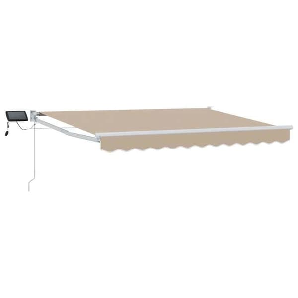 Sammenklappelig markise - EKSKLUSIV HUS - 3 x 2,5 m - Manuel - Solcelle-LED - Polyester PU dug Beige och vit