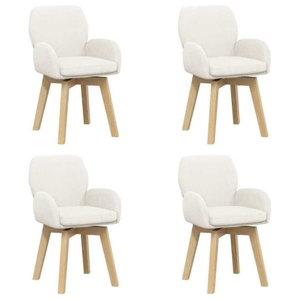 Maison Exclusive - Snurrande matstolar 4 st Bouclé Kräm Grädde