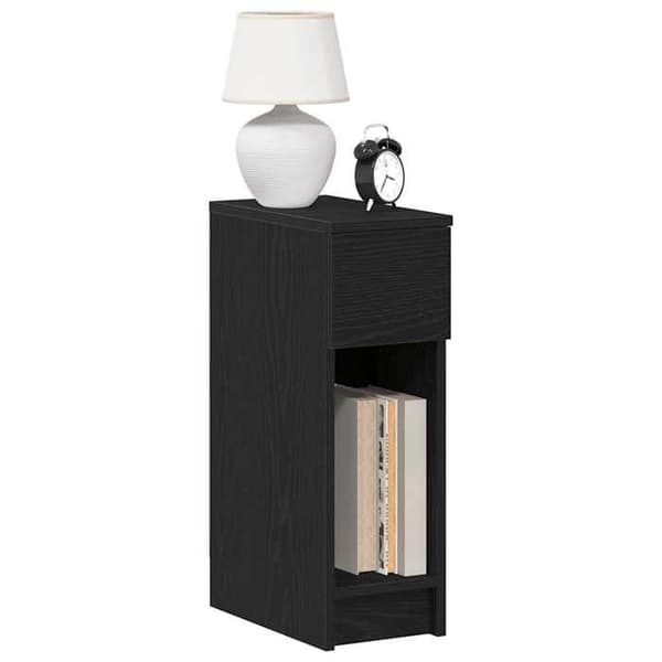 Maison Exclusive - Natbord med skuffe i sort eg 20x36x60 cm