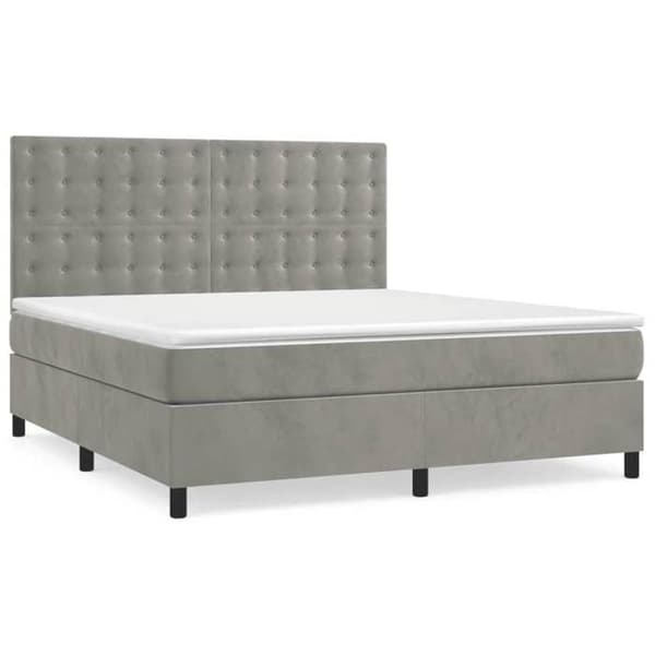 Maison Exclusive - Seng solid bund med socker og madras Grå 160x200cm Velour