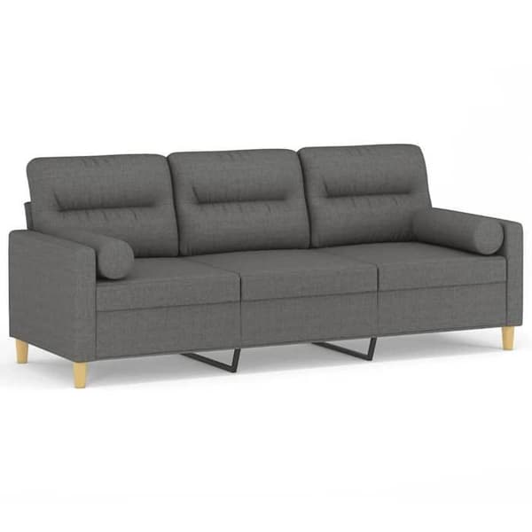3-sitssoffa - Maison Exclusive - Mörkgrå - 100% polyester tyg - Metallram 198×77×80 cm Mörkgrå