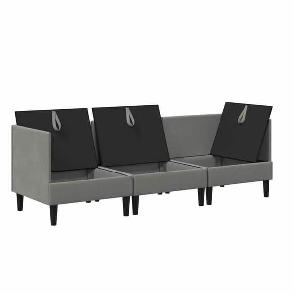 Divaani - MAISON EXCLUSIVE - 3-osainen setti - Tummanharmaa - 100% polyesterikangas - Vanerikehys Mörkgrå