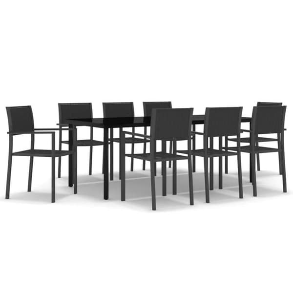 Maison Exclusive - Have spisebordssæt 9 dele Sort Svart