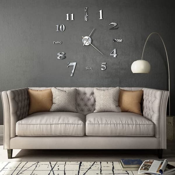 Vægur - EKSKLUSIV HUS - XXL 100 cm - Sølvfarvet - 3D-effekt - Blank finish Silver