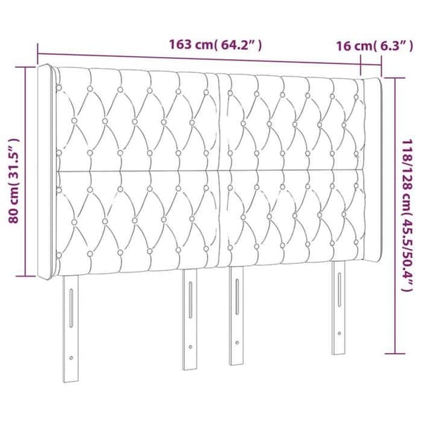 Maison Exclusive - LED-päätyharso Tummanharmaa 163x16x118/128 cm Sametti mörkgrå
