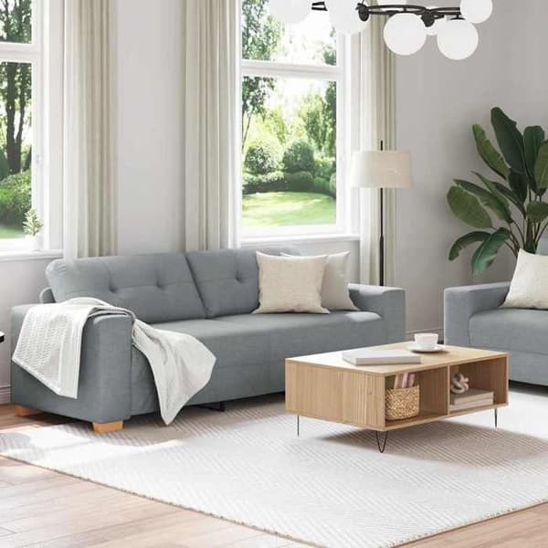 2-personers sofa - MAISON EXCLUSIVE - Sæt 2 stk - Lys grå - Polyesterstof - Træ- og metalstruktur Ljusgrått