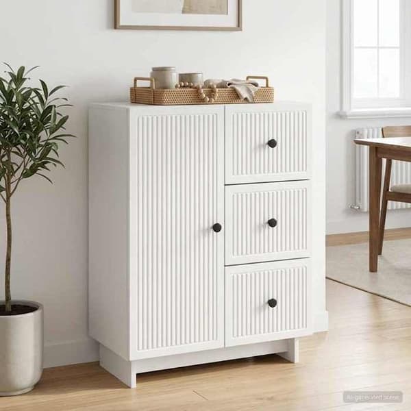 Maison Exclusive - Hvid glans buffet 66 x 34,5 x 90 cm Ingeniørtræ