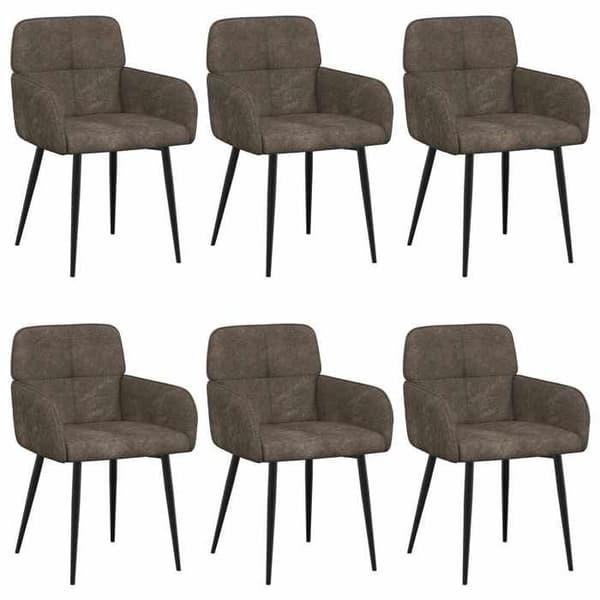 Maison Exclusive - Matstolar 6 st Mörkgrå Syntetmocka
