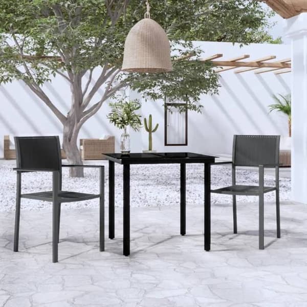 Maison Exclusive - 3 osan musta puutarhakalustesarja
