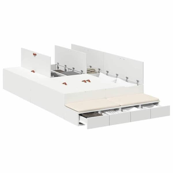 Maison Exclusive - Sängram med förvaring Vit 120 cm Ingenjörsträ