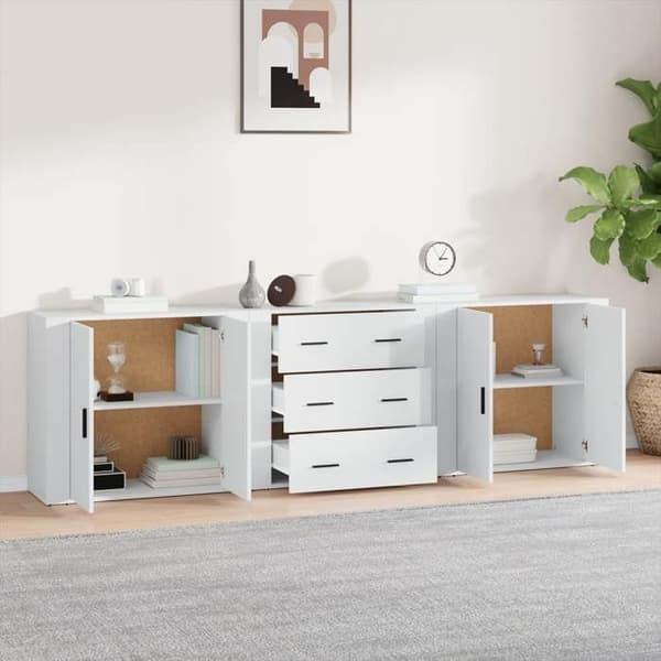 Maison Exclusive - Bufféer 3 st Vit Ingenjörsträ