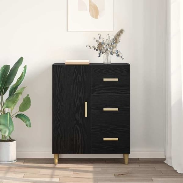 Maison Exclusive - Buffet Sort egetræ 34 x 69,5 x 90 cm Ingeniørtræ svart ek