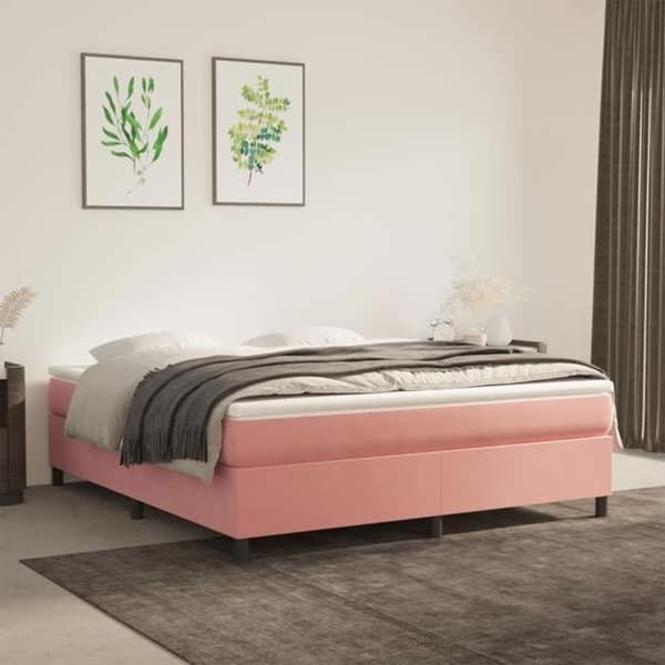 Maison Exclusive - Sängram med ribbor rosa 180x200 cm sammet rosa