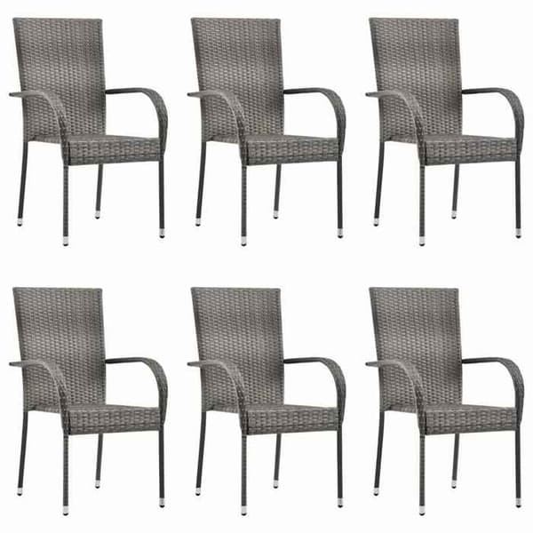 Maison Exclusive - Trädgårdsset 7 delar Flätad resin Grå Grå
