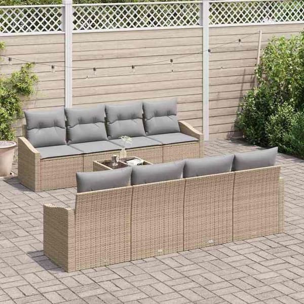 Maison Exclusive - 7-delt Sofa Sæt i Beige og Grå Polyrotin