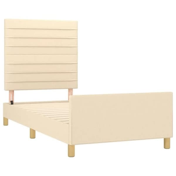 Sengestel - EKSKLUSIV HUS - 100x200 cm - Creme - 100% polyester stof - Justerbar hovedgærde Grädde