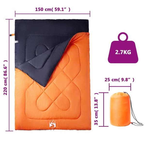 Dobbelt sovepose - EKSKLUSIV HUS - 2 i 1 konvertibel - Vandafvisende - 2 personer - 190T polyester