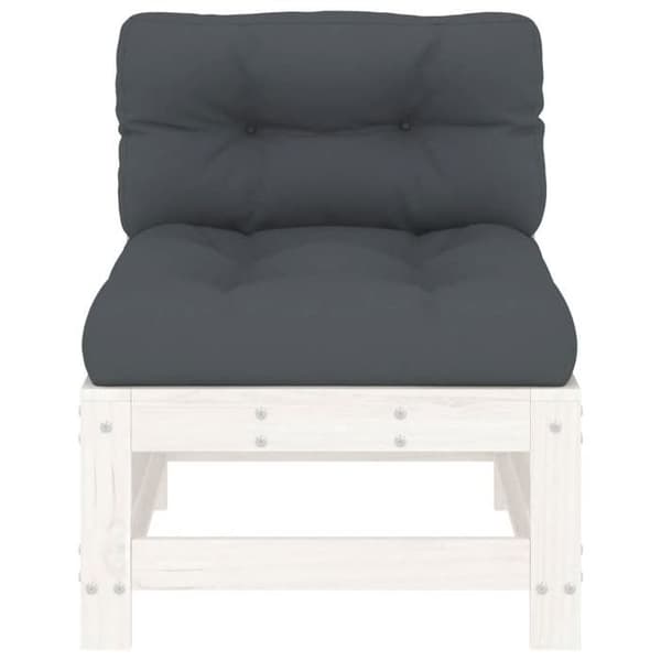 Maison Exclusive - Centrala soffor med kuddar 2 st vit massiv furu