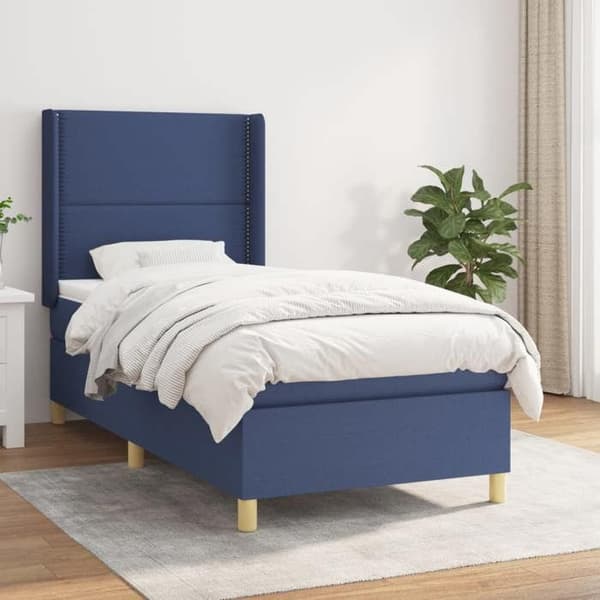 Maison Exclusive - Sengestel med springmadras Blå 90x200 cm Stof