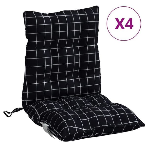 Maison Exclusive - Stolar med låg ryggstöd, 4-pack, svart rutmönster