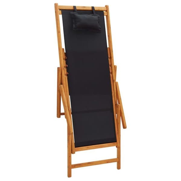 Maison Exclusive - Sammenklappelig strandstol i solid eucalyptus træ og sort stof