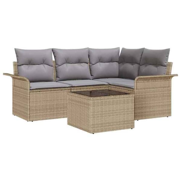 Modulär trädgårdsoffa - EXKLUSIV HEM - Modulär - Beige - UV-beständig polyrotting - Inbyggd förvaring beige
