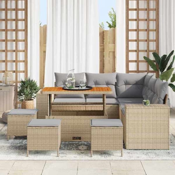 Maison Exclusive - 9-delars trädgårdsoff-set 8-sits