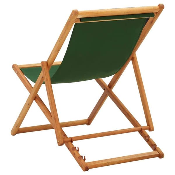 Maison Exclusive - Strandstol i eucalyptus træ og grøn stof