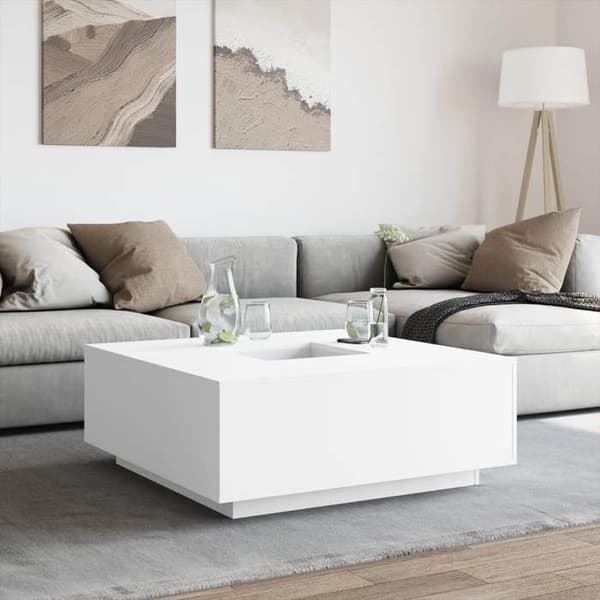 Maison Exclusive - Hvid sofabord 100x100x40 cm ingeniørtræ Vit