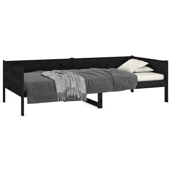 Daybed uden madras sort massiv fyrretræ 90x190 cm57 [cm] Svart