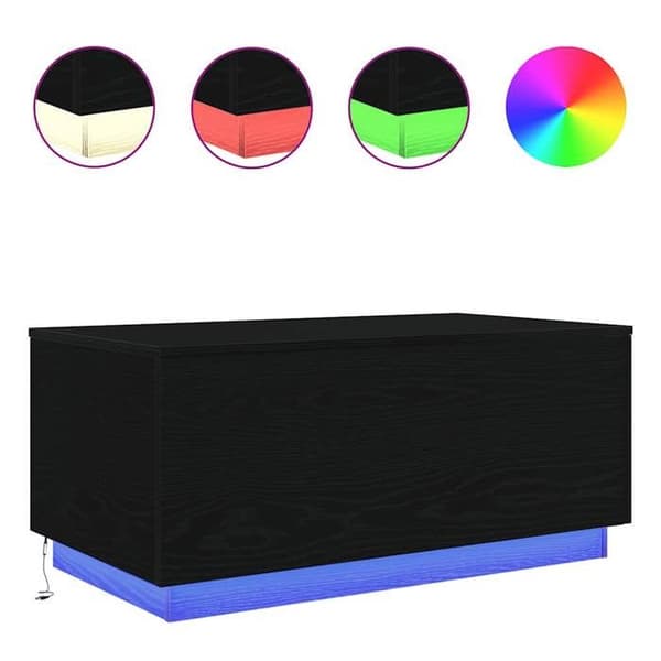 Maison Exclusive - Sofabord med LED-lys, sort egetræ 90x50x40 cm