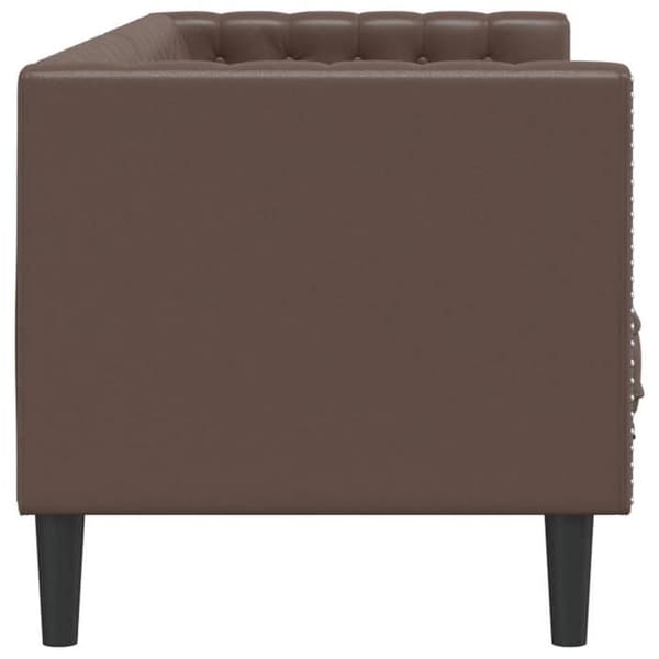 Maison Exclusive - Chesterfield soffa 3-sits brun konstläder