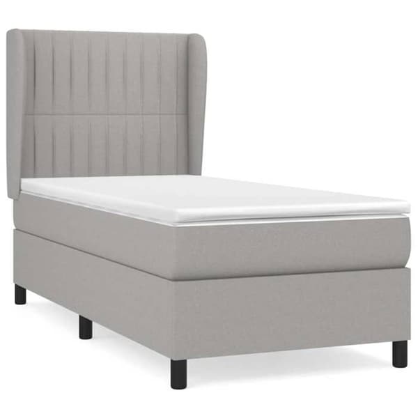 Maison Exclusive - Seng med lameller og madras Grå lys 100x200cm Stof