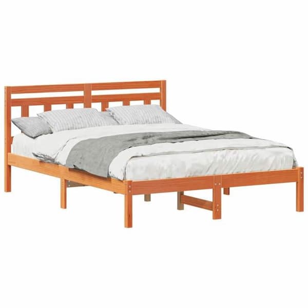 Maison Exclusive - Sängram Brun 140 x 190 cm Massivt trä