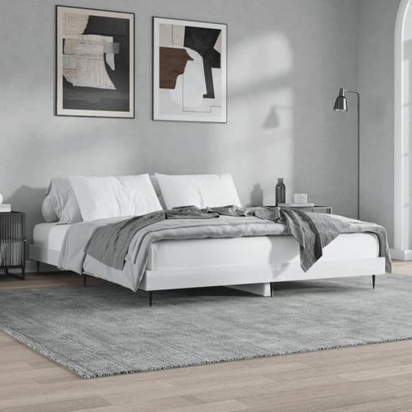 Maison Exclusive - Sängram utan madrass vit glansig 200x200 cm