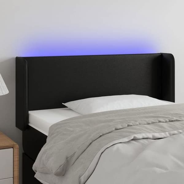 Maison Exclusive - LED Hovedgærde Sort 103x16x78/88 cm Syntetisk Læder