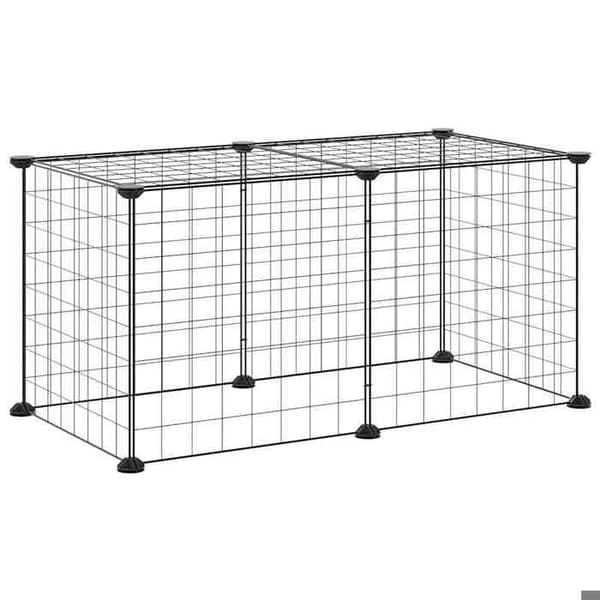 Maison Exclusive - Husdjur bur med 8 paneler Svart 70x35x35 cm Stål