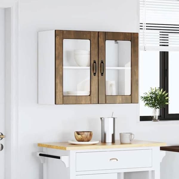 Maison Exclusive - Köksskåp med glasdörr "Lucca" Rökt ek Ingenjörsträ